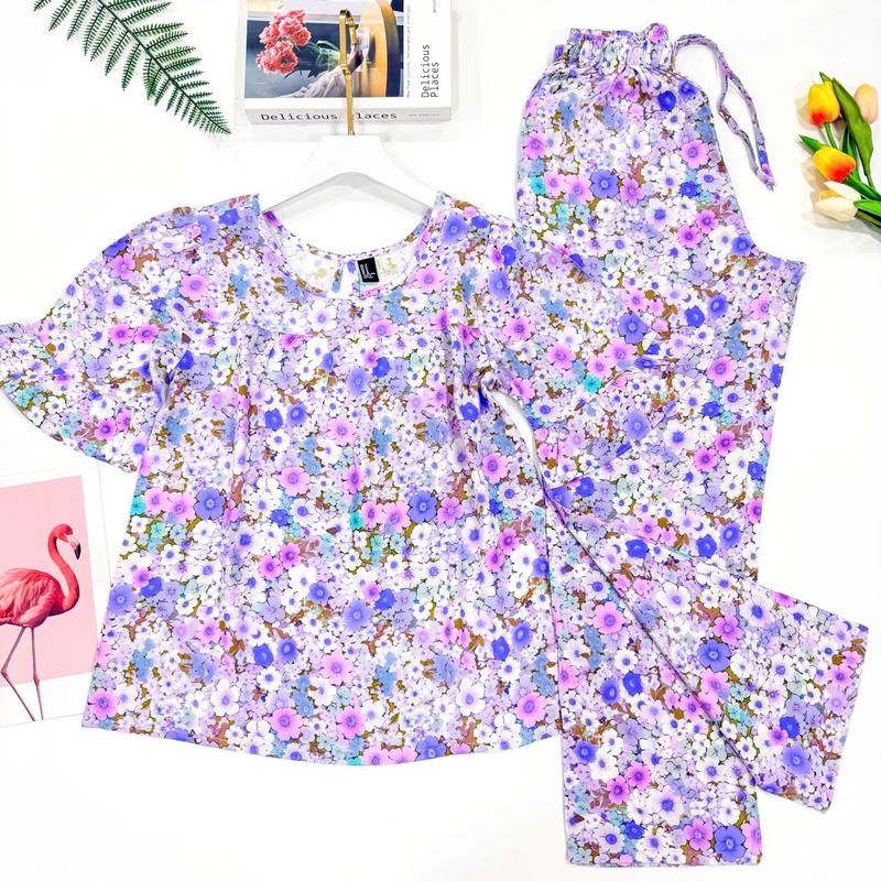 Đồ Bộ Tole Tay Lỡ Bộ Lanh Mặc Nhà Quần Dài Tay Chuông VNXK F21 - HappyHouse - Women Nữ