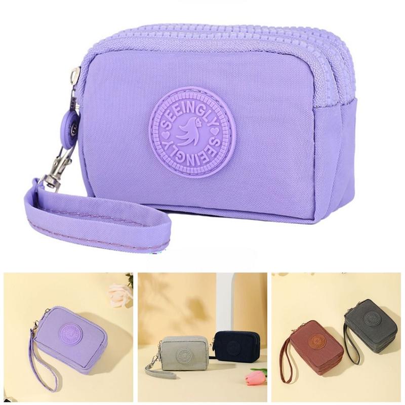 shougt Durable Card Holder Coin Bags Three Layers Zipper Purse Large Capacity Waterproof Wallet Bank ID Credit Card Keys Earphone 1