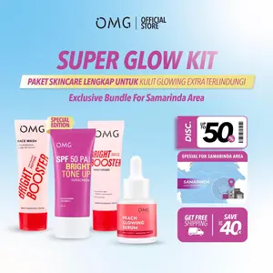 OMG Bright Booster Super Glow Kit (Tone Up Face Wash+Moist Cream+Serum+Sunscreen) - Paket Skincare Set / Perawatan Wajah