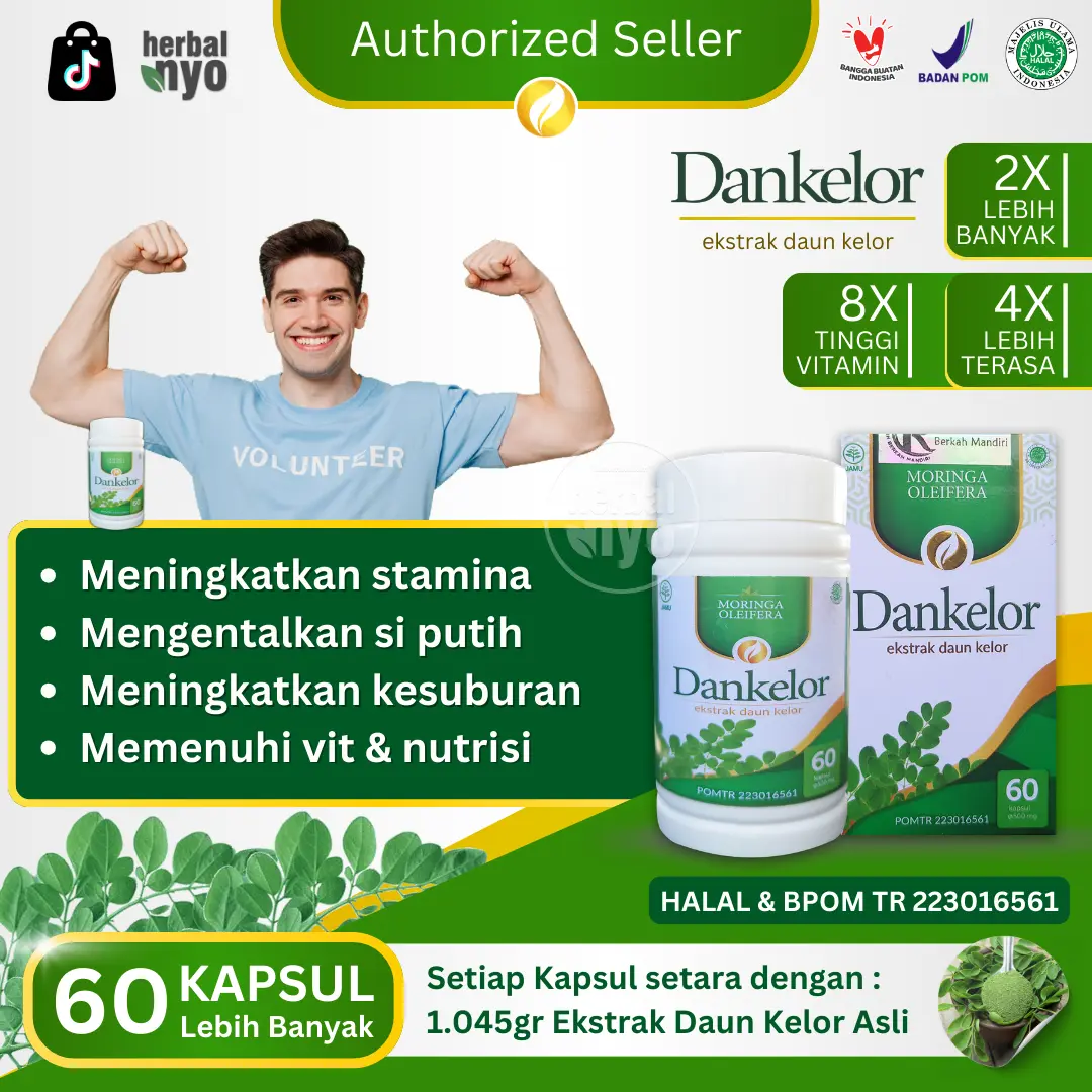 Dankelor isi 60 Kapsul Original - Suplemen Kesehatan dengan Ekstrak Daun Kelor Murni