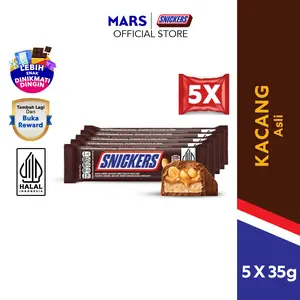 SNICKERS Peanut Original 35gr X5- Cemilan - Coklat - Caramel