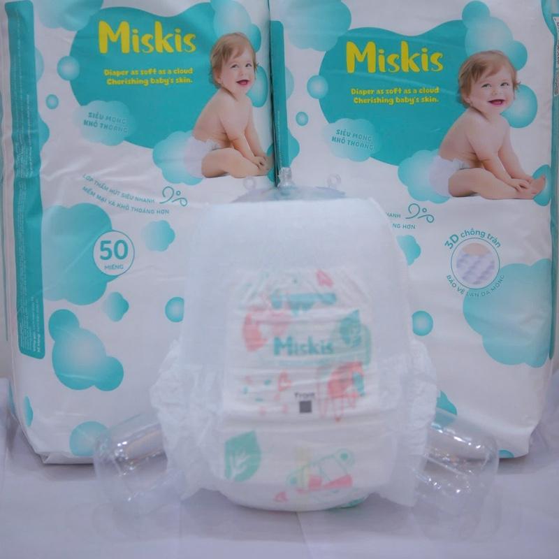 combo 2 bịch bỉm quần MisKis 100 chiếc FOM BO lưng chun kiểu mới mềm êm ,có dán sau cuộn bỉm mỏng nhẹ thấm từ 500-800ml suất nhật fom bỉm hơi bé mọi người đặt tăng size giúp shop nha