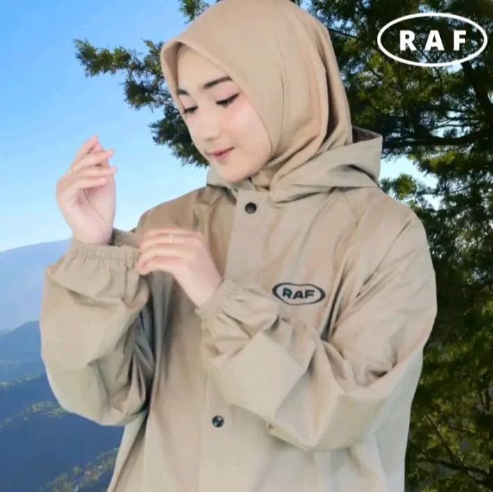 RAF Jas Hujan Setelan Pria Wanita Bahan Tebal Elastis Tahan Air Pvc 5