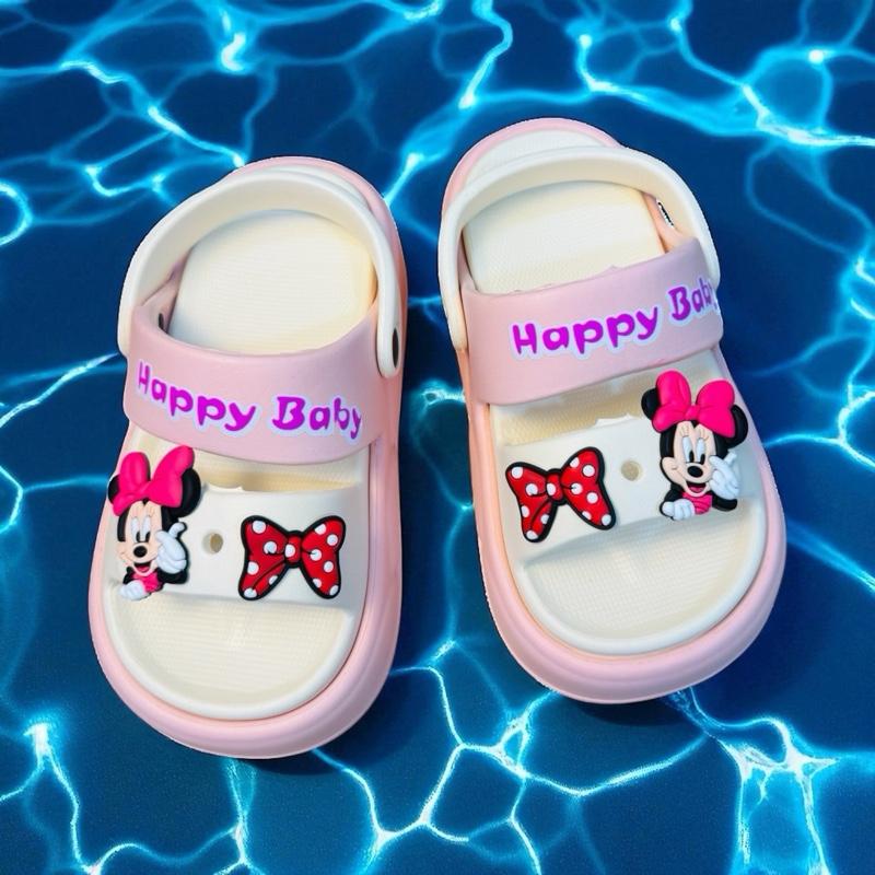  Dép Bánh Mì Mickey Cho Bé Gái – Dép Siêu Nhẹ Êm Chân Đế Cao 4 Phân Phong Cách Tiểu Thư Có Quai Sau Tiện Lợi – Happy Baby Size 18–35 