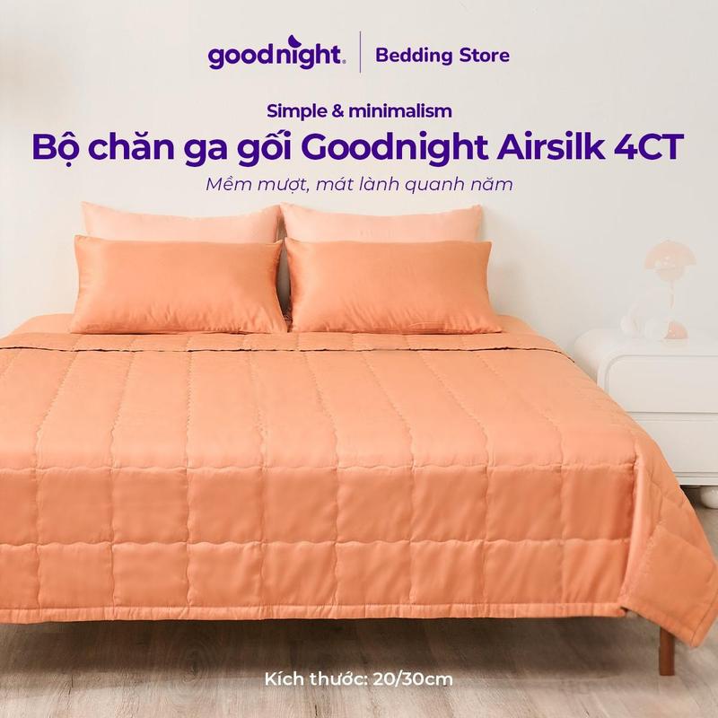 Combo Bộ chăn ga gối lụa tencel Goodnight Airsilk Set chăn ga gối chất liệu tencel mát lạnh 4 món mềm mại vượt trội drap bo chun