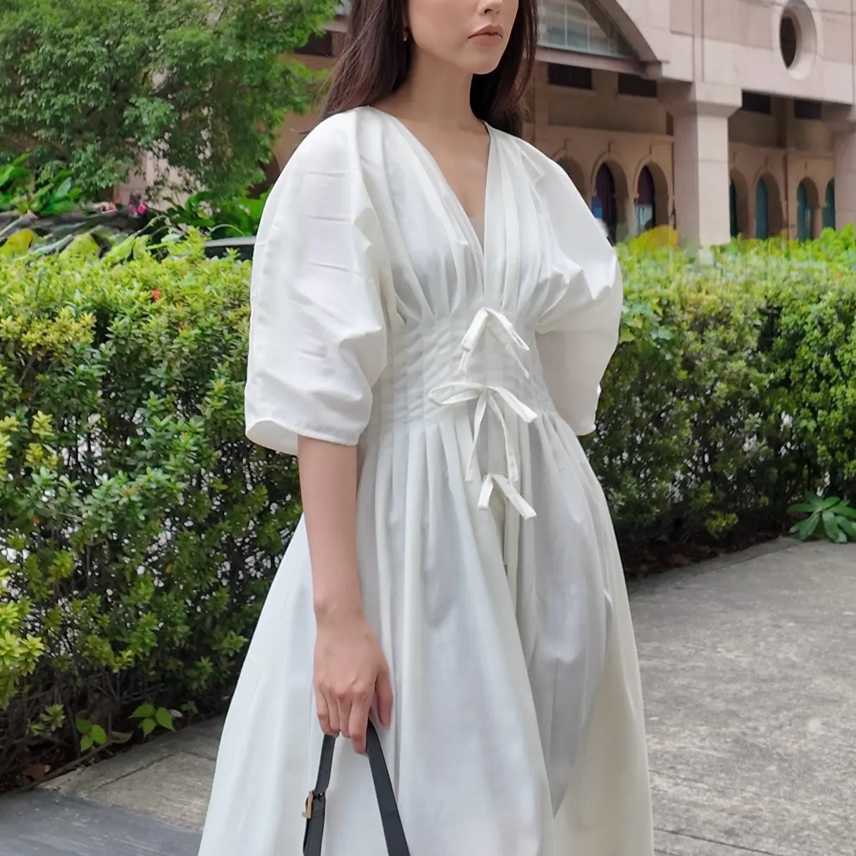 lisa marie fernandez linen dress THE POET DRESS in SEA STRIPED LINEN – Lisa Marie Fernandez main image 0