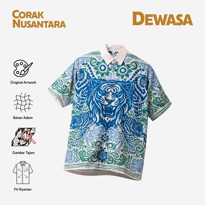 Gambar Batik Print Telusur Kultur - Corak Nusantara - Harimau Hijau Biru dari Telusur Kultur Kota Administrasi Jakarta Timur Tokopedia