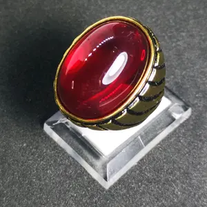 Cincin Titanium Merah Siaam 18x25 - Model Delima - Rings Akik