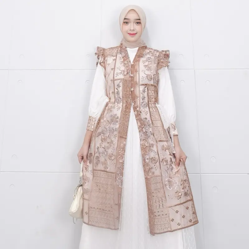 AIZA DRESS GAMIS WANITA MUSLIM KONDANGAN MEWAH TILE BORDIR BY QEEANA 1