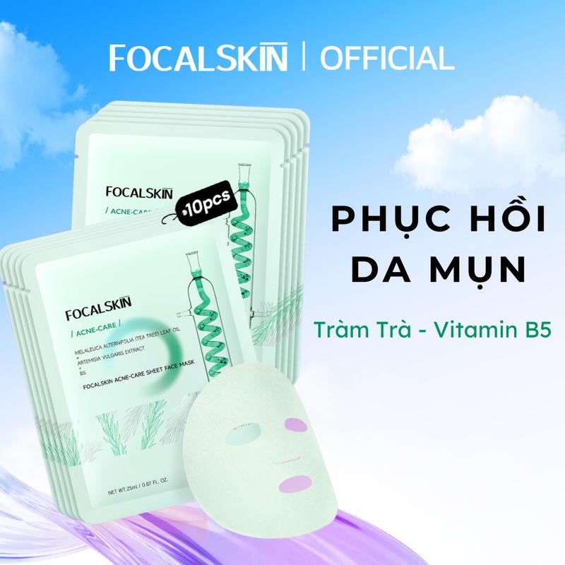 【COMBO 10 MIẾNG FOCALSKIN Mặt Nạ Tràm trà Úc Ngải cứu B5 giúp cấp ẩm dịu da mềm mịn phù hợp cho da mụn | Làm Đẹp Da Skincare Dưỡng Ẩm Da