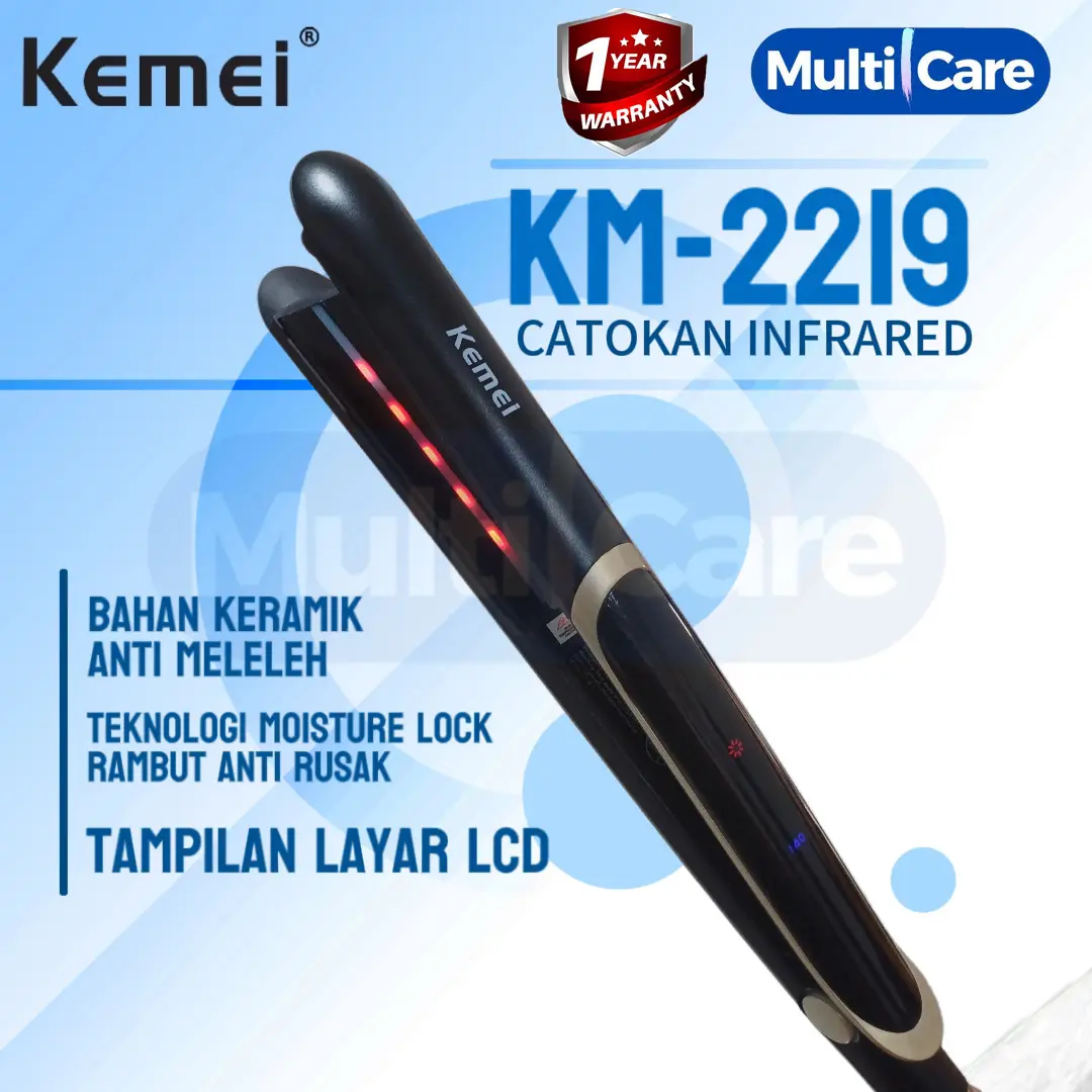 Catokan Rambut KEMEI KM 2219 catokan rambut infrared hair bergaransi Straightener Black