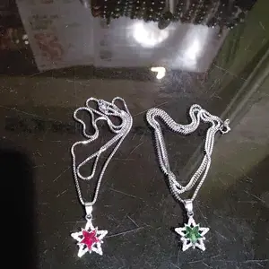 FIVEFAM'S - Kalung Titanium Liontin Permata Bintang Ungu Pria Wanita Unisex Stainless Steel Anti Karat