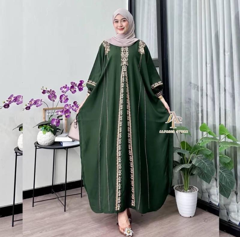 Product Introduction of ￼Kaftan Motif Cunda Rayon Jumbo Ld 180 Kaftan Muslim Wanita Nyaman Tebal Gamis By Alinrafd 8