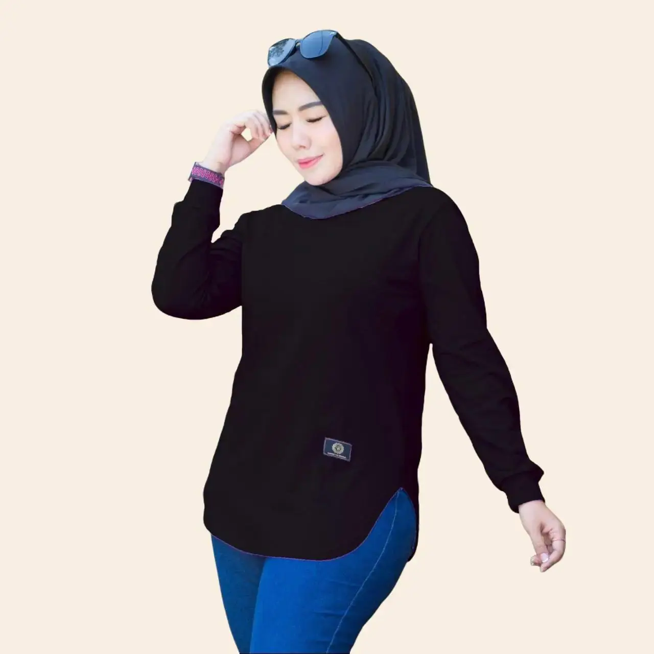 CB KAOS POLOS WANITA LENGAN PANJANG OVAL BAHAN BABYTERRY Atasan Baju Cewek Santai Top Simple
