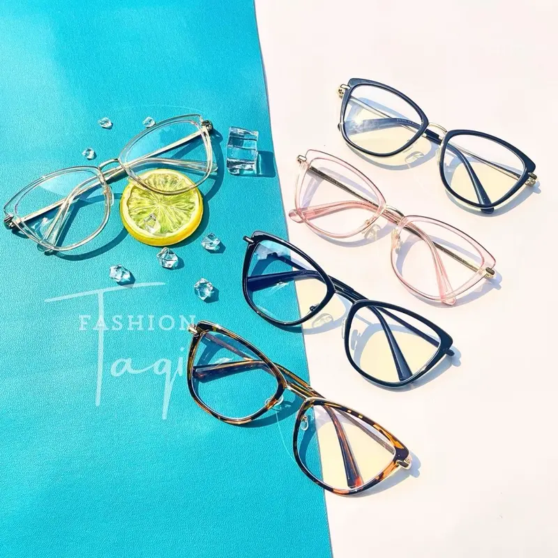 (BELI 1 GRATIS 1) Kacamata Qiana Series - Frame Kacamata Cat Eye Wanita Lensa Photocromic - Bluecromic - Antiradiasi by Taqi Fashion ID Blueray Eyewear Glasses 0