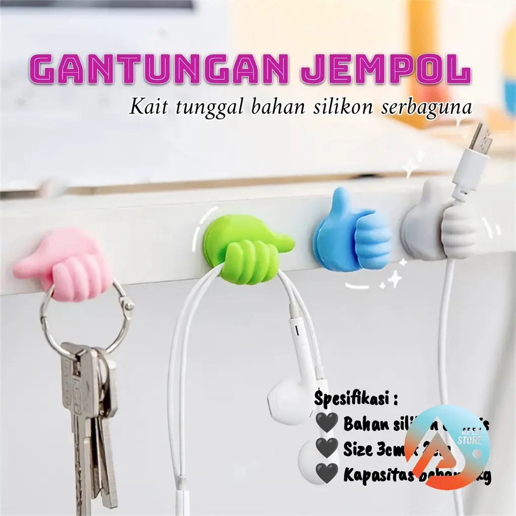 APEN Gantungan Mini Lucu Hook Bentuk Jempol Unik Serbaguna Kabel Charger HP Kunci Barang Unik