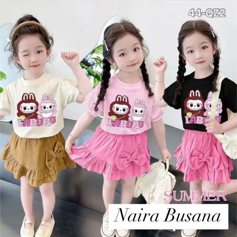 Setelan Labubu Rok & Hotpant //  Set Kuromi Bonus Tas // Set Celana Cargo Anak Perempuan Fashion 2