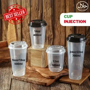 Gelas Cup Injection Tebal 12oz 380ml / 14oz 400ml / 16oz 500ml / 24oz 700ml Pack Tutup Sambung 1 Pack Isi 25pcs/cup cup  pp