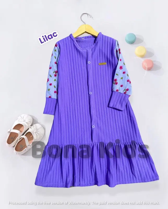 Gamis anak perempuan model duyung bahan knit hornet untuk usia 1 - 12 tahuan Bunga Cantik Motif Muslim 2