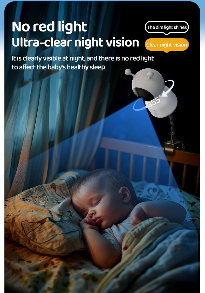 Product Introduction of Deer Dad  Baby Monitor Camera Cute Styling 1080p Resolution High-definition Night Vision Five-inch Large Screen Voice Call Colorful Night Lights 7