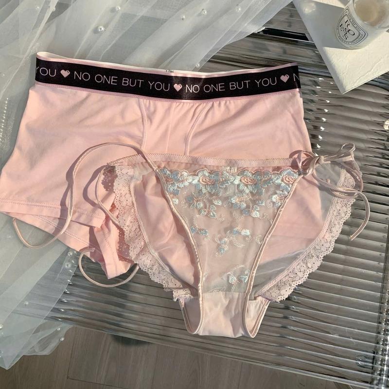 D3 - Quần Lót Đồ Đôi Nam Nữ Quần Boxer Sịp, Nữ Ren Thêu Hoa