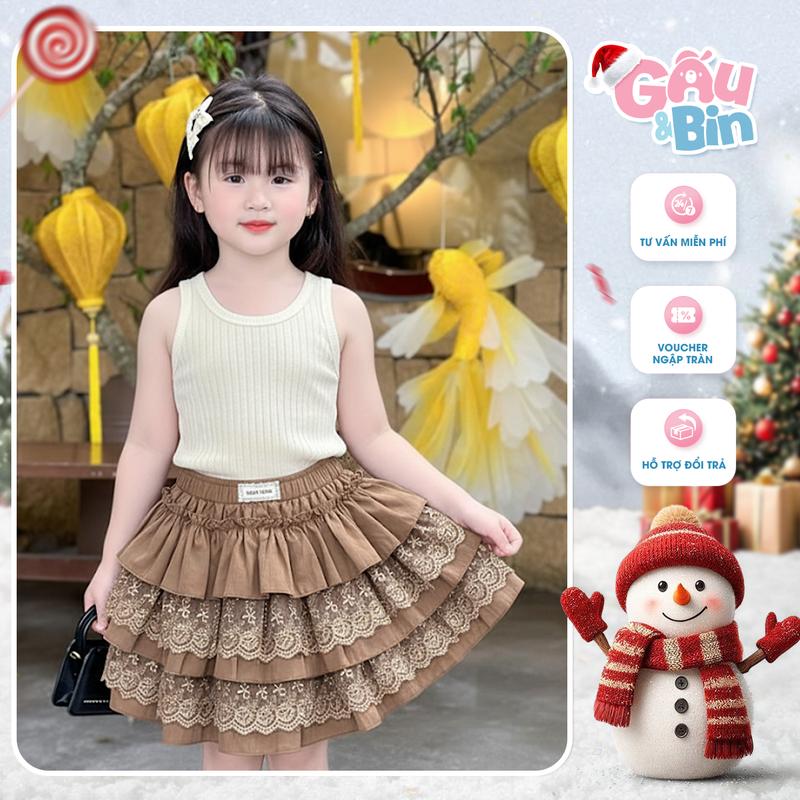 SALE Chân Váy Ren Tầng Bồng Bềnh Cho Bé Gái Váy Công Chúa Dễ Thương Mặc Đi Chơi Đi Tiệc Ở Nhà HT48