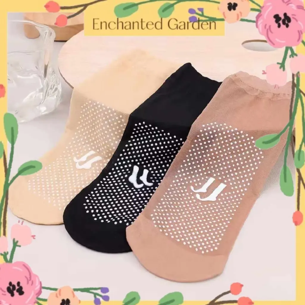 [OOTD] 1 Pairs Women Dispensing Non-slip Short Silk Stockings Invisible Transparent Short Stockings Anti-hook Silk Foot Massage Socks Cotton Soft