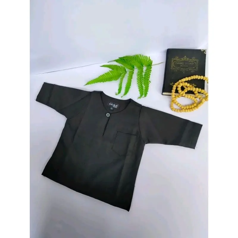 baju koko atasan anak bayi laki laki usia 1-6 tahun Abu Hijau Putih Hitam Merah Katun Toyobo Nyaman Kerah Muslim