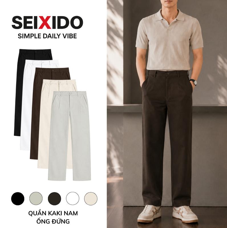 [DEAL MỞ BÁN] Quần Kaki Ống Đứng SEIXIDO Vải KaKi Cao Cấp, Cạp Nửa Chun Co Giãn, Mềm Mịn N040