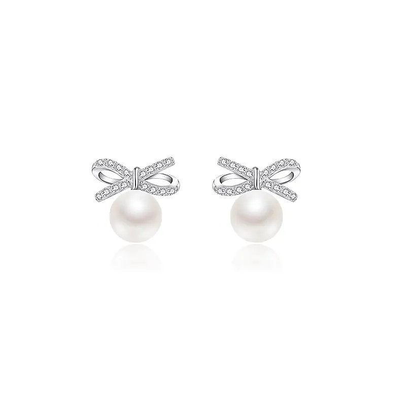 925 Sterling Silver Bow Stud Earrings Fashion Earrings for Women Gift