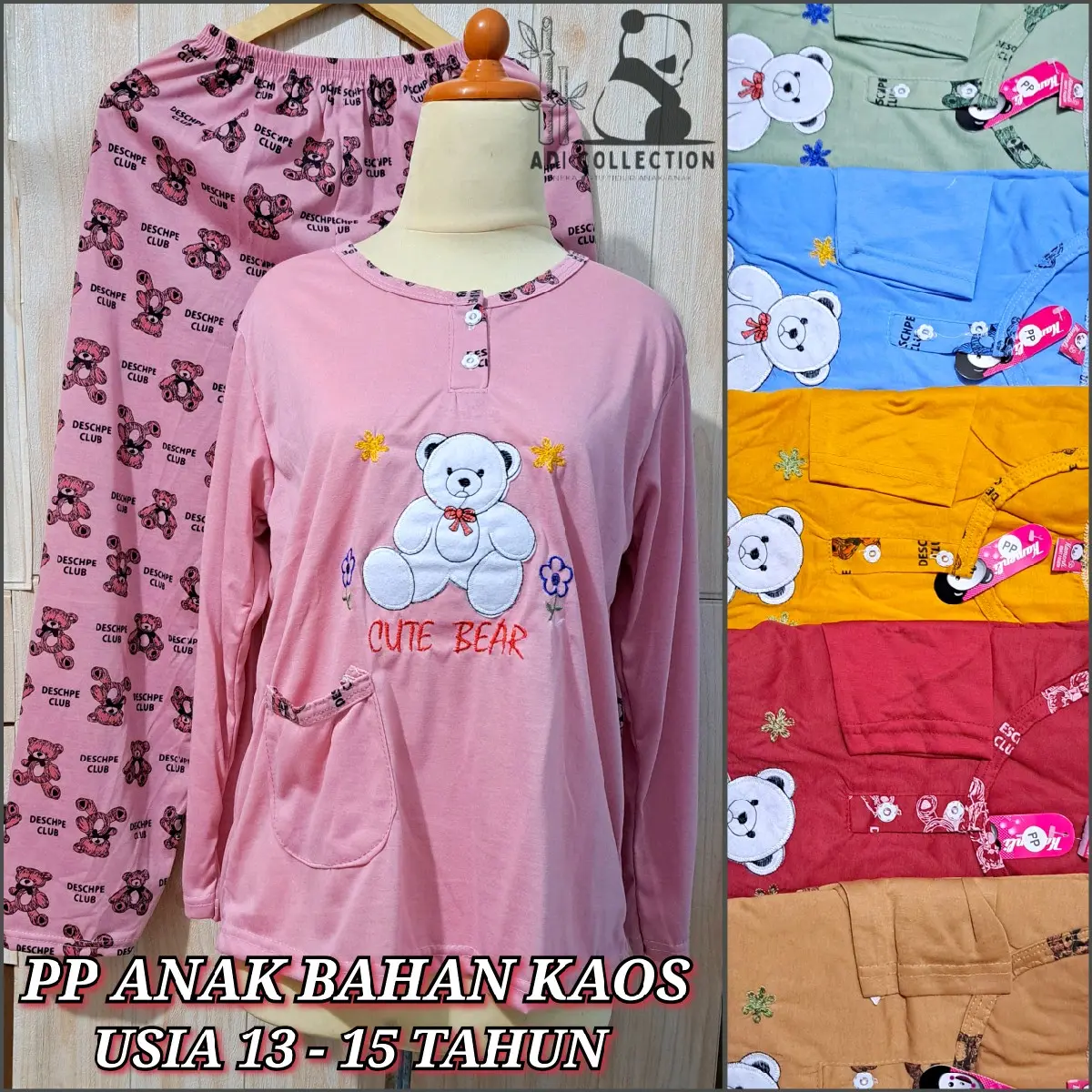 BAJU TIDUR ANAK USIA 13-15 TAHUN / BABYDOLL SETELAN LENGAN PANJANG CELANA PANJANG/BAHAN KAOS/MOTIF LUCU/MURAH/GROSIR