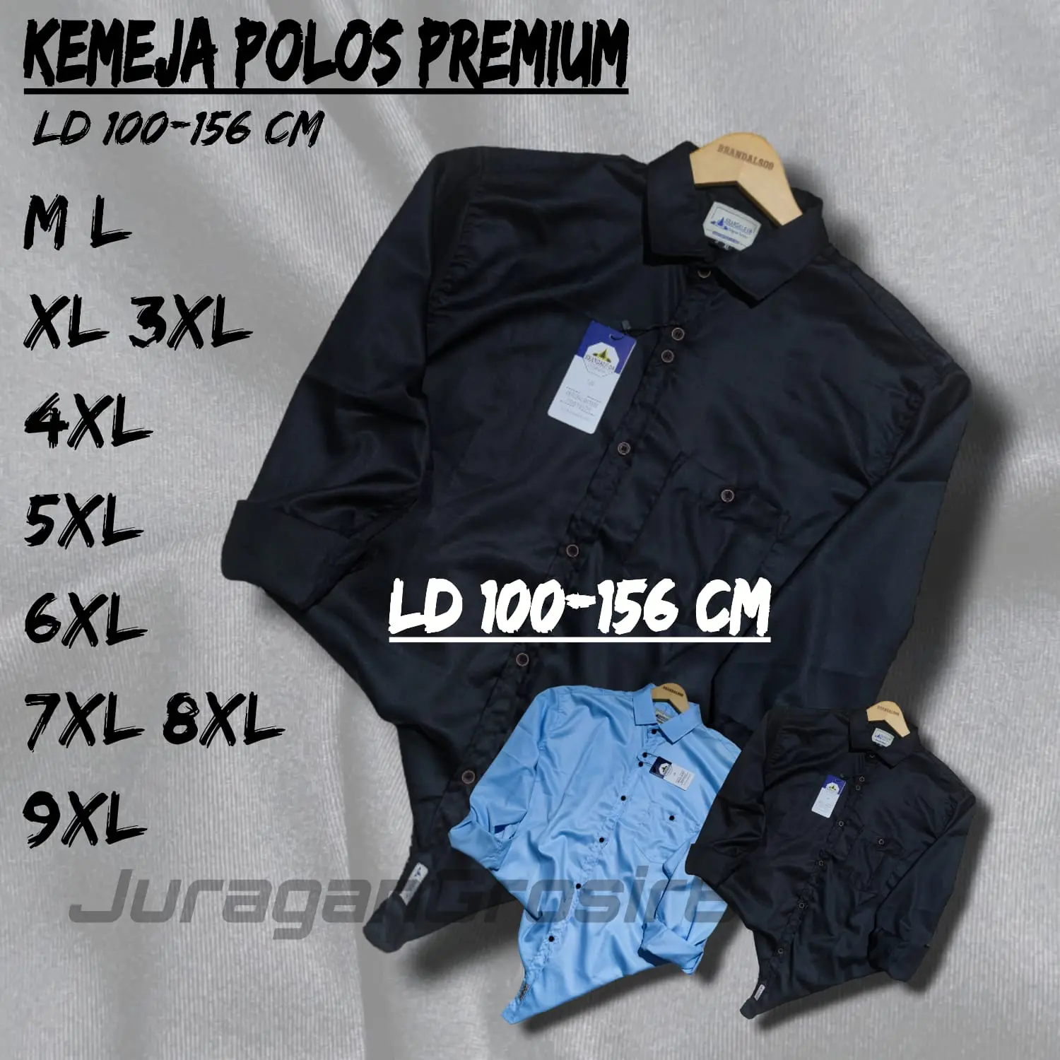 Kemeja Polos Jumbo Lengan Panjang Pria Wanita Bigsize Premium Ld 120 125 130 140 150 Casual Cocok Untuk Formal Resmi dan Santai Baju Lembut Nyaman Motif Distro Hitam Basic Katun Kerja