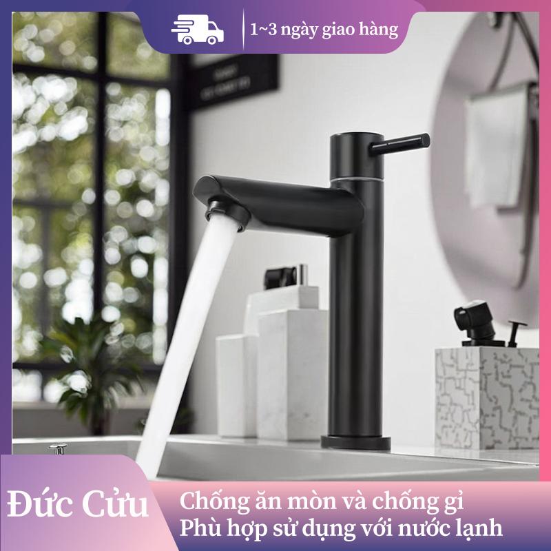  Vòi bồn rửa mặt ĐEN BÓNG siêu sang CHỈ NƯỚC LẠNH - Tặng ngay ống nước 50cm trị giá 30K  vòi nước bồn rửa mặt vòi chậu lavabo  Vòi nước phòng tắm  Tặng ống nước 50cm  