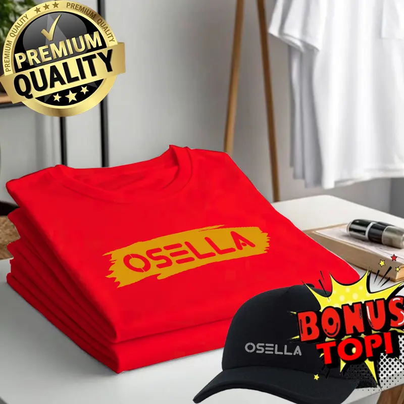 BELI BAJU GRATIS TOPI...!!! Kaos Distro Cowok Lengan pendek Logo Osella sobek gold | Kaos Pria Dan Wanita Premium | Kaos Oblong  Casual  Cowok Santai Tulisan Sablon Keren Bahan Lembut Katun Combed Kain Nyaman 1