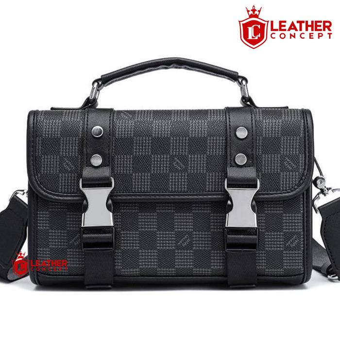 Gambar Leather Concept HORNET Tas Pria Selempang Premium Anti Air | Sling Bag Cowok Stylish Korean Messenger Bag Kantor Casual - Monochrome dari Leather Concept Kota Tangerang Tokopedia