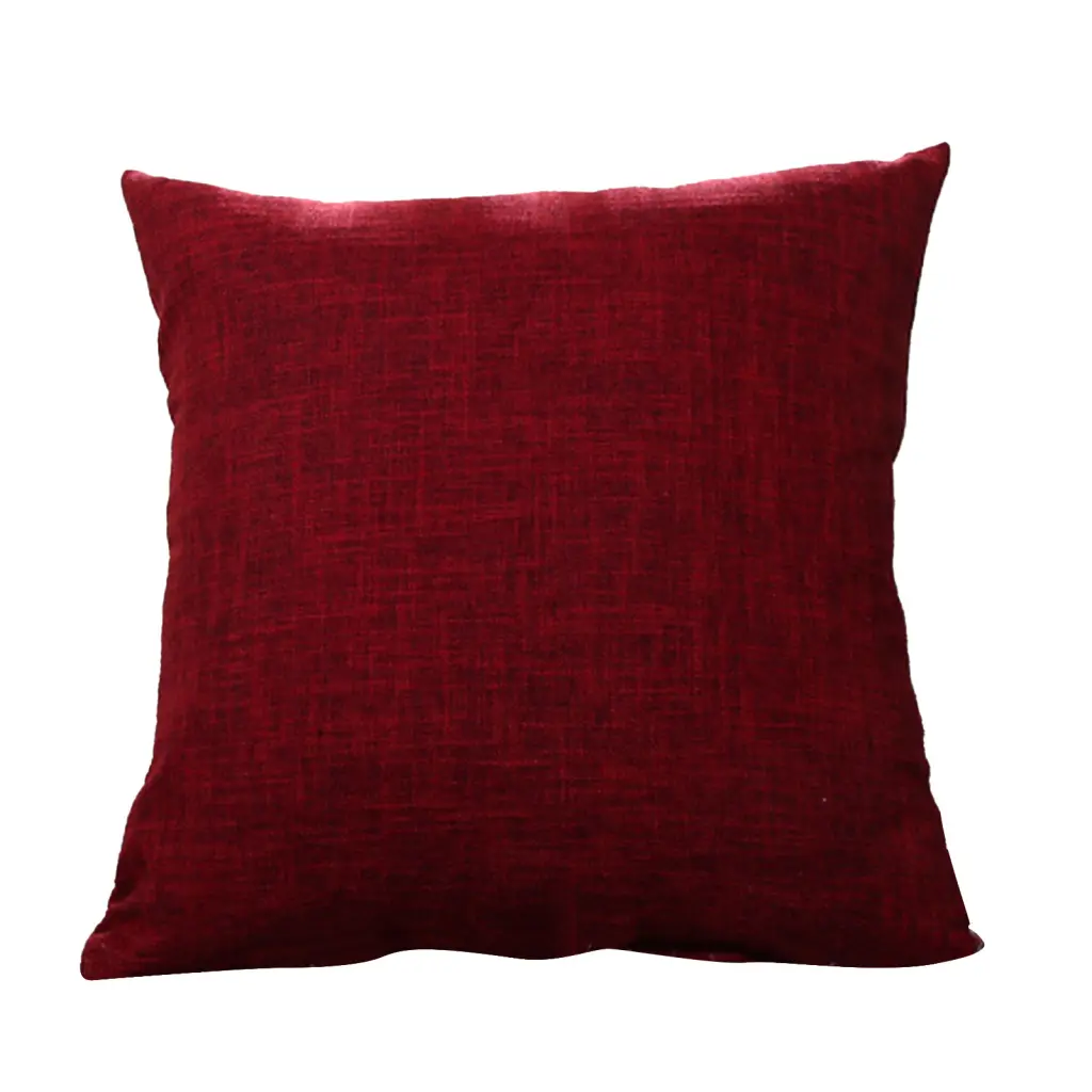 Maodike Square Linen Solid Color Soft Pillow Case Sofa Bed Cover Cushion Home Ornament