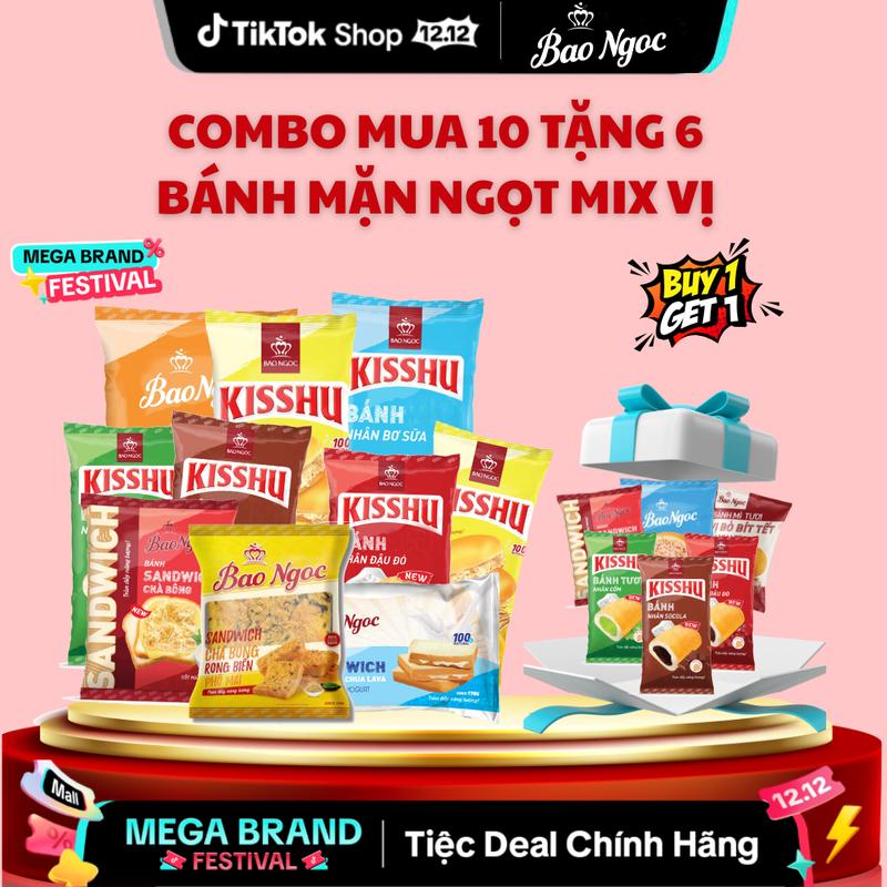   Mua 10 Tặng 6 Bánh  Mua Combo 10 Bánh Mì Tươi Bảo Ngọc Đủ Vị Dinh Dưỡng Tăng Combo Ngon Mê Ly 6 bánh  Ăn Vặt Food Thức Ăn bánh sữa 