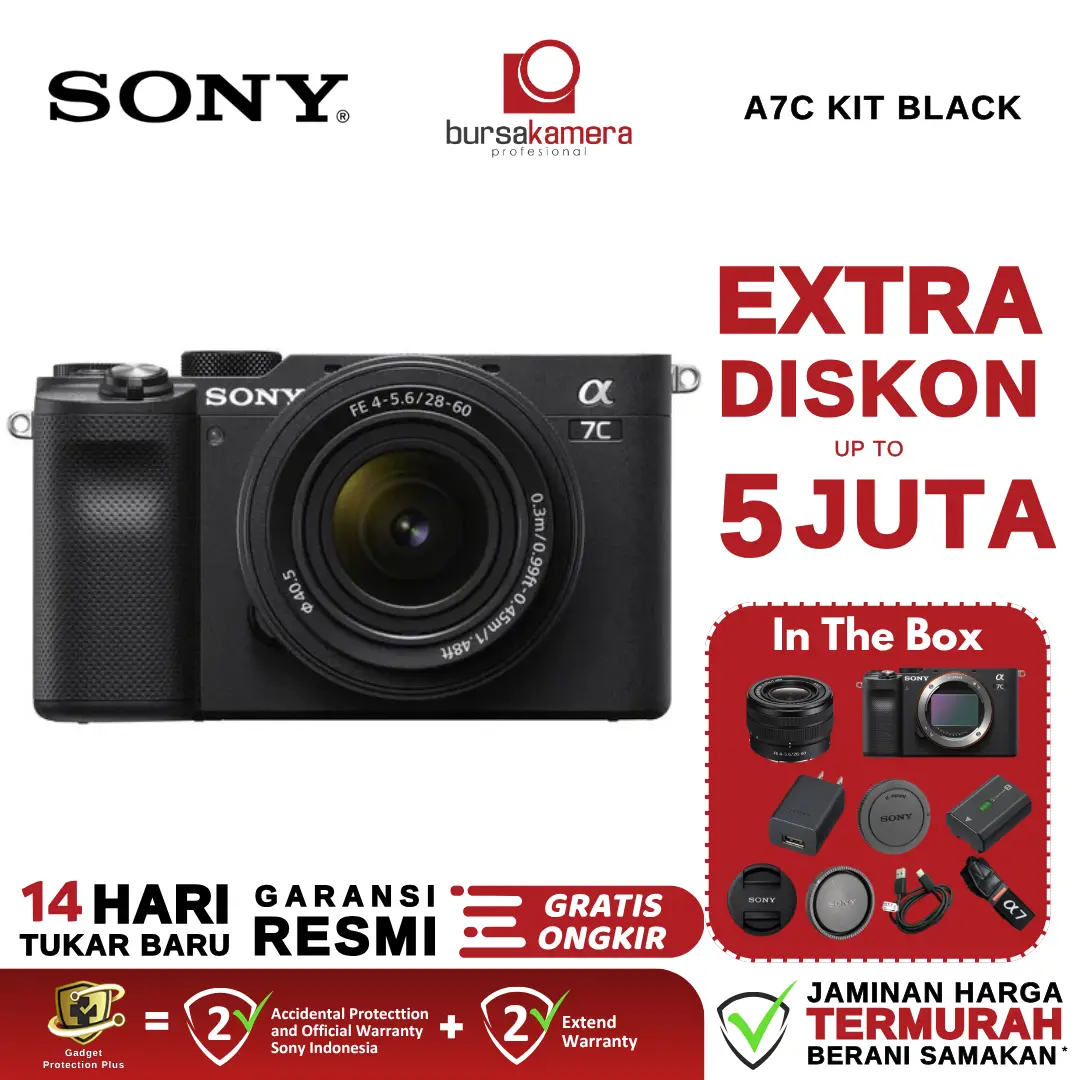 Sony Alpha a7C / A 7C / A7 C Kit 28-60mm Silver Abu Abu Origin RESMI