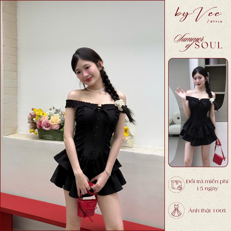  Đầm đũi đen trễ vai Aliyah Dress - ByVeeStyle 