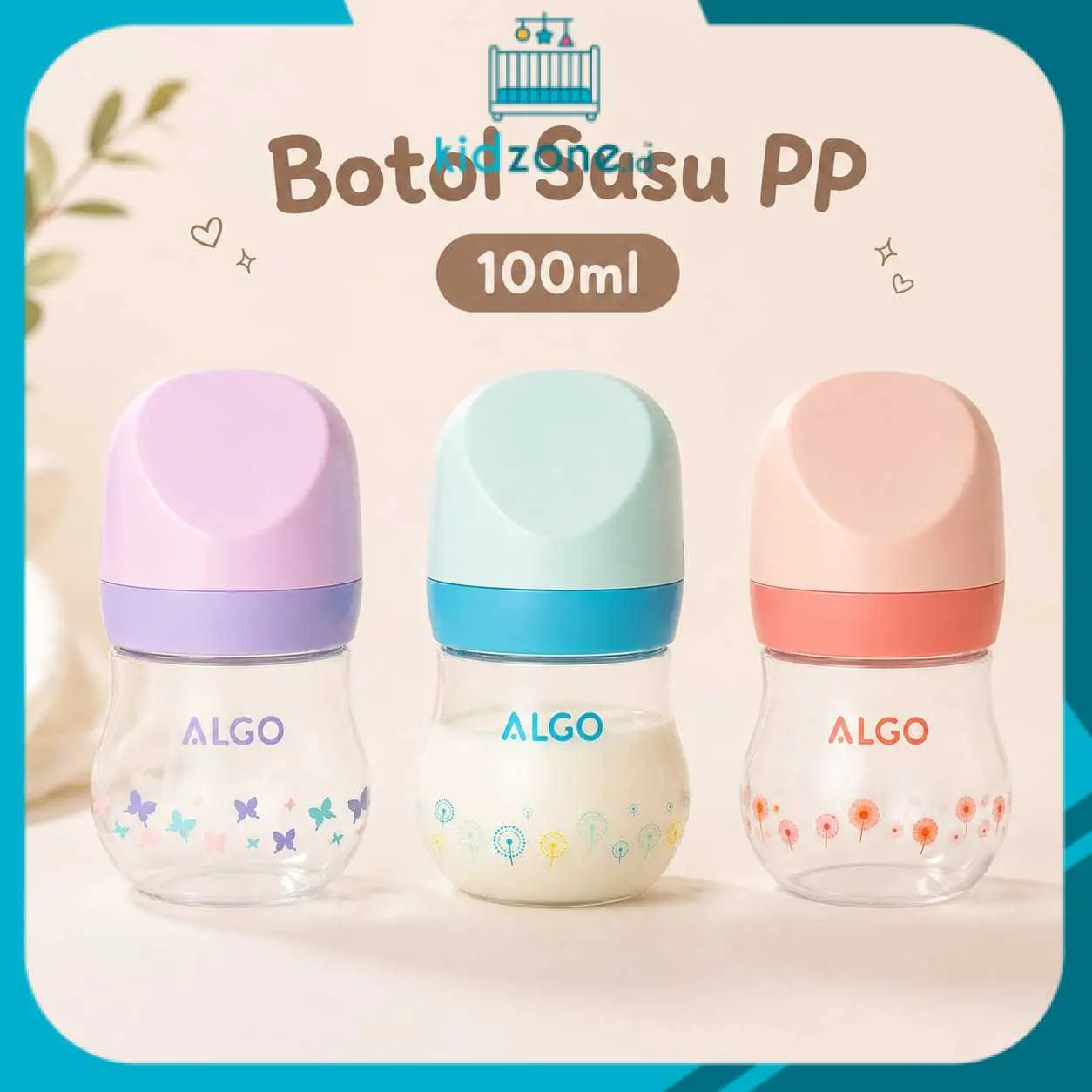 Botol Susu Wide Neck ALGO 100 ml Usia 0-3 bulan / Botol Susu Bayi / Botol Susu 0-3 bulan / botol susu dot lebar / botol susu limited
