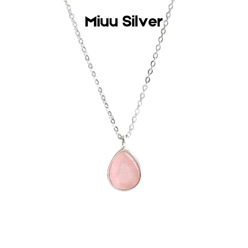  Dây chuyền nữ Miuu Silver vòng cổ bạc đá Thạch anh hồng 