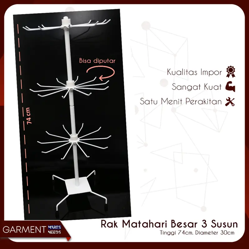 Rak Display Matahari Putar 3 Susun BESAR Besi Kuat Tebal Impor 0