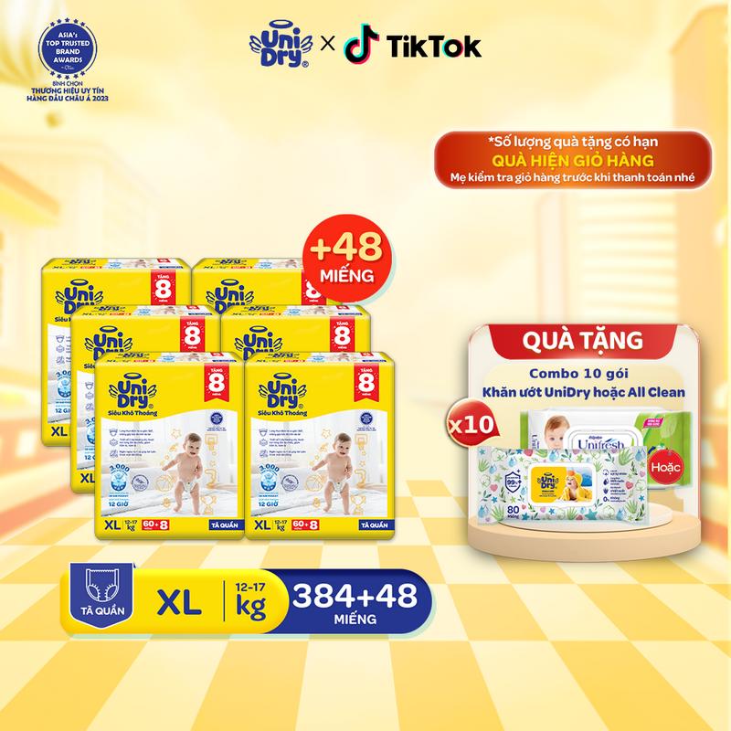  Combo 6 Tã quần UniDry Siêu khô thoáng gói Super Jumbo mới size M L XL XXL 