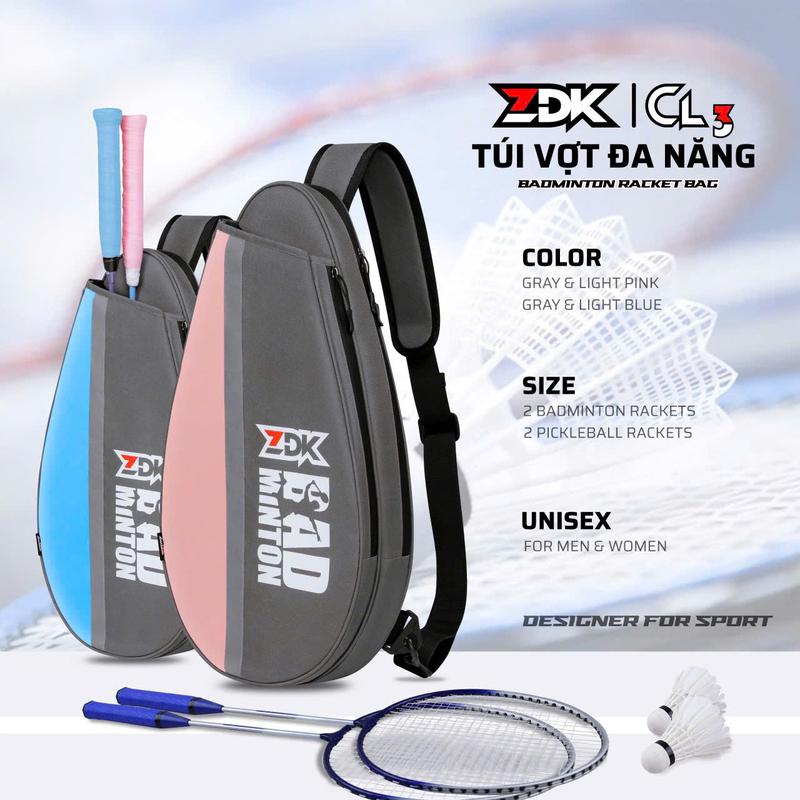 Túi ZDK CL3 đựng vợt cầu lông và vợt pickleball cao cấp đẹp chính hãng thi đấu giá rẻ hồng xanh tốt