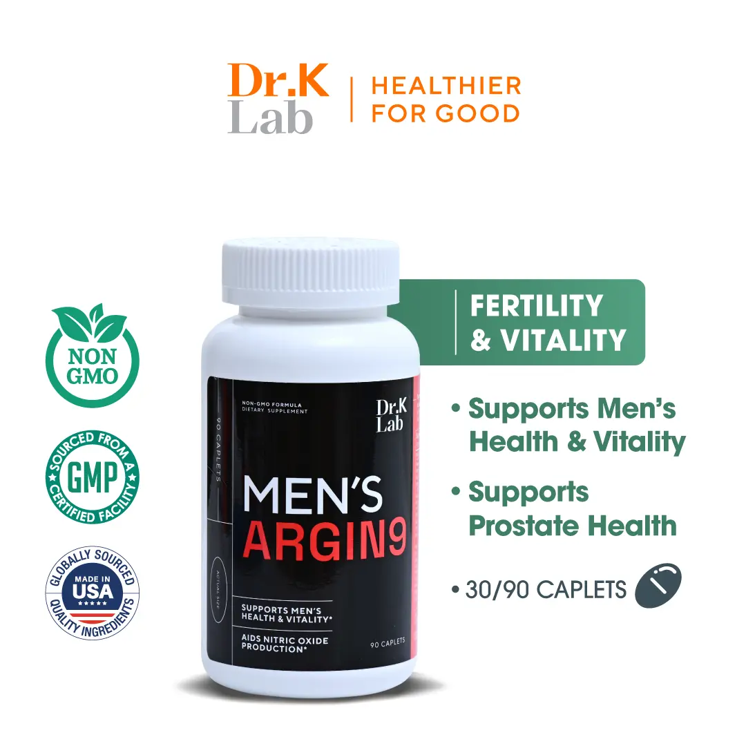 [SG] Dr.K Lab Men's Argin9 L-Arginine 1500 mg Supplement Multivitamin for Men's Health, Vitality & Prostate Health and Wellbeing. Natural Healthcare Dietary Edible Tablets for Nutrition and Fitness