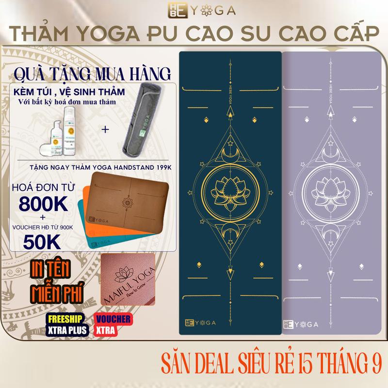 Thảm Tập Yoga Gym Định Tuyến YOGA HBE Pu Cao Su Moon Brozing Kẻ Vàng Cao Cấp
