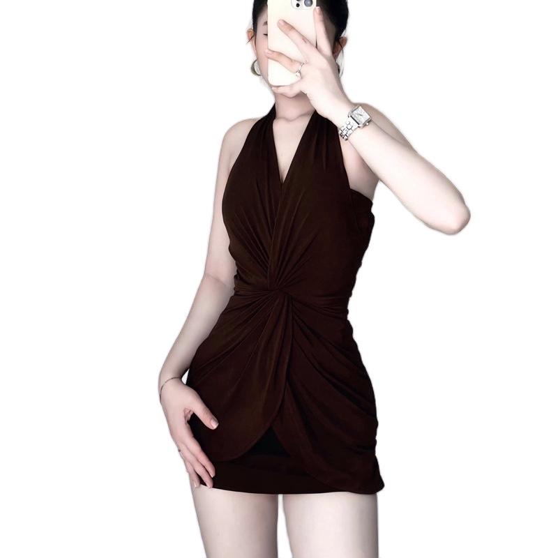  Váy nữ xinh đầm body dự tiệc 371 xoắn eo sang trọng tôn dáng che khuyết điểm 