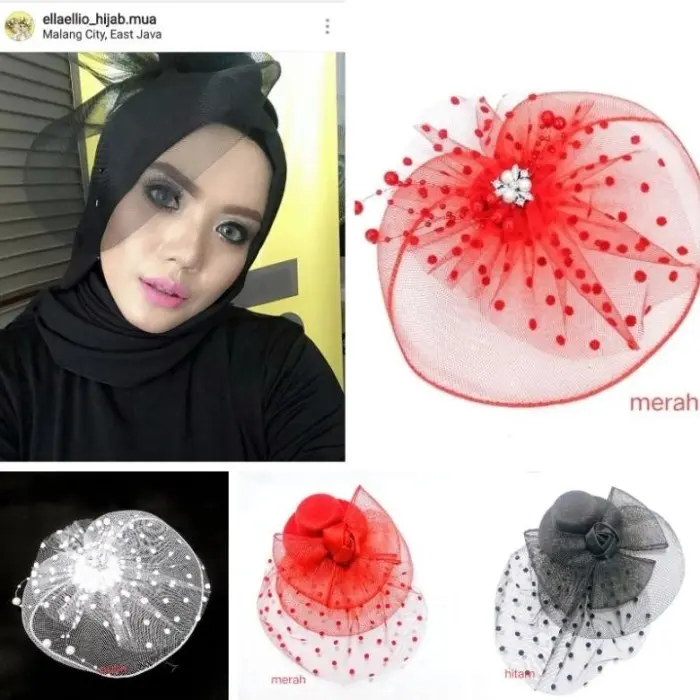 Fascinator hat headpiece topi hiasan rambut topi gatsby jaring/jepit - 7
