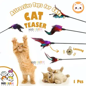 NIOTOYS - CAT TEASER / Mainan Kucing Stik Bulu Lonceng / Tongkat Mainan Kucing / Tongkat Bulu Cat Toys Teaser / Kerincingan Mainan Kucing Lucu