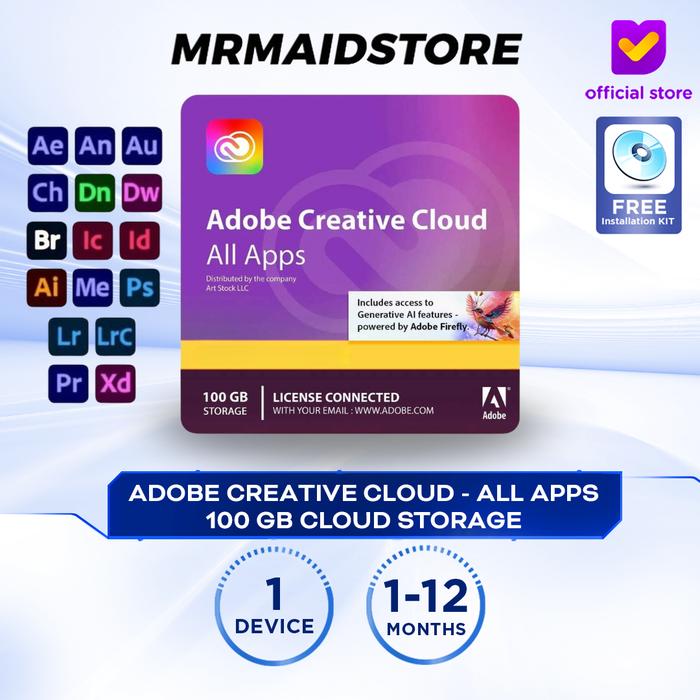 Promo Adobe Creative Cloud All Apps - 100GB Cloud Storage - 1 to 12 ...